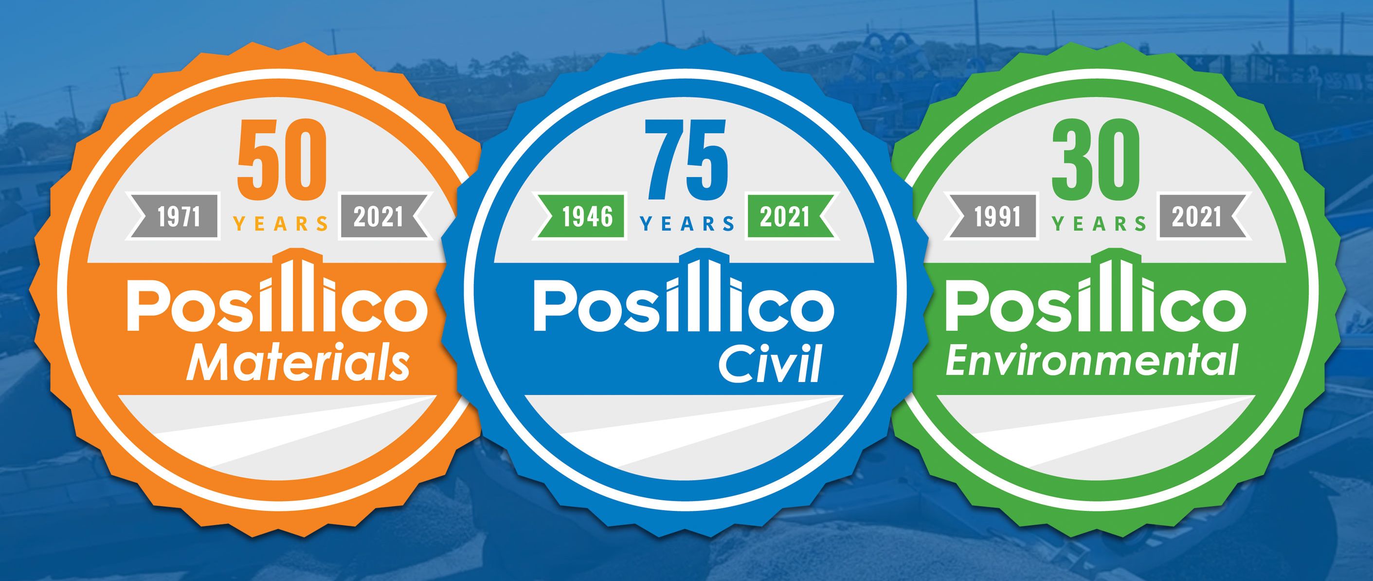 Posillico Materials 50 years accolade | Posillico Civil 75 years accolade | Posillico Environmental 30 years accolade 